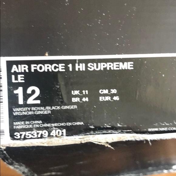 Supreme Air Force ones size 12